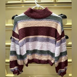 Size Medium Wild Fable Striped Mock Neck Sweater